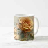 Romantische Peach-Rose Kaffeetasse (VorderseiteRechts)