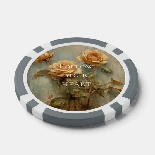 Romantische Peach-Rose Pokerchips (Einzeln)