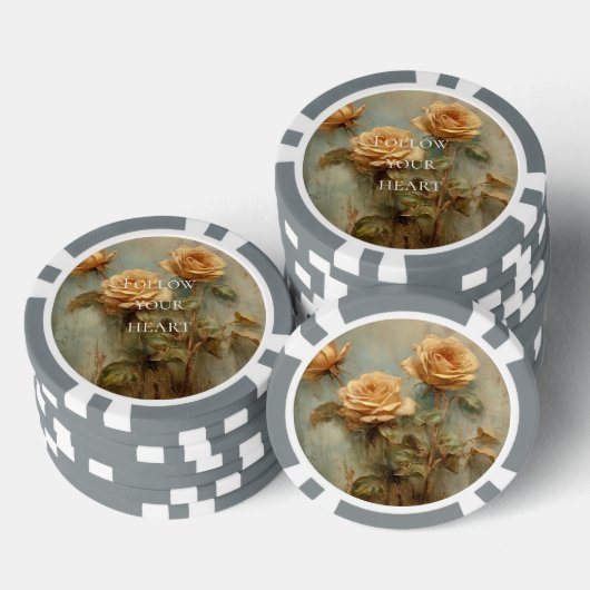 Romantische Peach-Rose Pokerchips (Stapel)