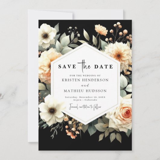 Romantische Peach Wedding Save The Date (Vorderseite)