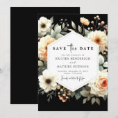 Romantische Peach Wedding Save The Date (Vorne/Hinten)