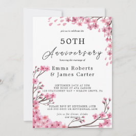 Romantische Peonies 50. Hochzeitstag Einladung