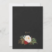 Romantische Peonies Black & Gold Boho Script Save The Date (Rückseite)