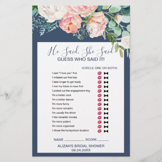 Romantische Peonies | Blau sagte er sagte, sie sag Flyer (Vorne)