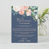 Romantische Peonies | Blue Welcome Letter & Itiner Programm (Stehend Vorderseite)