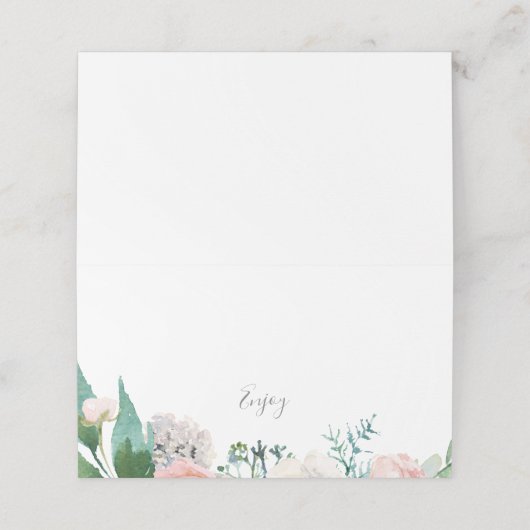 Romantische Peonies Buffet Food Label Cards Platzkarte (Außenseite Aufgefaltet)