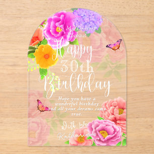 Romantische Peonies Garden zum Geburtstag Acryleinladungen