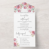 Romantische Peonies Hochzeit All In One Einladung (Innen)