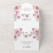 Romantische Peonies Hochzeit All In One Einladung (Außenbereich)