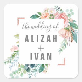 Romantische Peonies Hochzeiten Umschlag Aufkleber