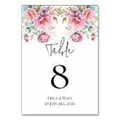 Romantische Peonies Hochzeitskarte Tischnummer (Rückseite)