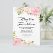 Romantische Peonies und Hydrangea Hochzeitseinladu Einladung (Stehend Vorderseite)