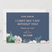 Romantische Peonies | Vorschlag für eine Blaue Tra Einladung (Rückseite)