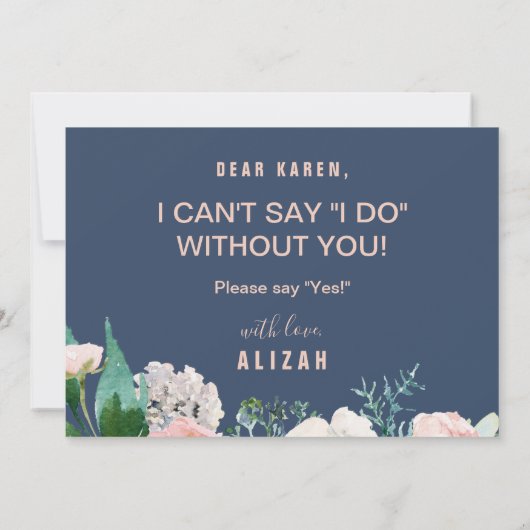 Romantische Peonies | Vorschlag für eine Blaue Tra Einladung (Rückseite)