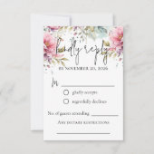 Romantische Peonies Wedding RSVP Card Karte (Vorderseite)