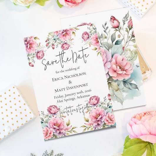 Romantische Peonies Wedding Save the Date