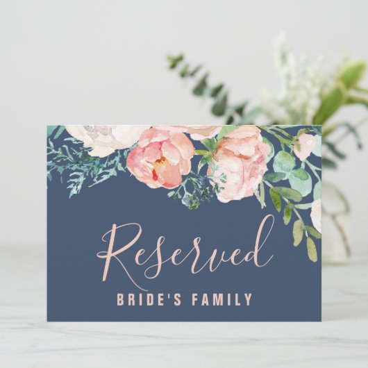 Romantische Peony-Blume | Blaues Zeichen (Stehend Vorderseite)