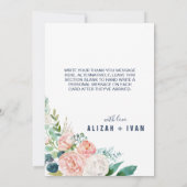 Romantische Peony-Blume | Blue Foto Dankeschön Kar Dankeskarte (Rückseite)