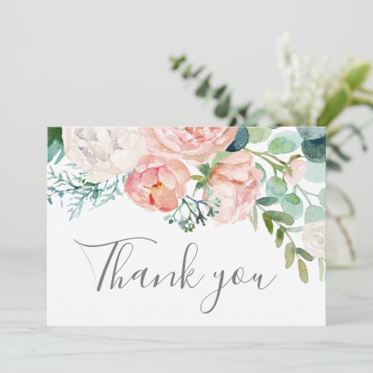 Romantische Peony-Blume Danke-Card Dankeskarte (Stehend Vorderseite)