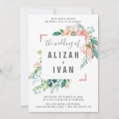 Romantische Peony-Blume Einladung (Vorderseite)