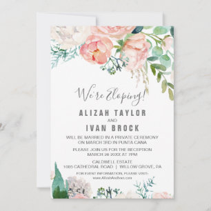 Romantische Peony Blume Elopement Empfang Einladung