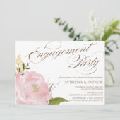 Romantische Peony Blume Engagament Party Einladung (Stehend Vorderseite)