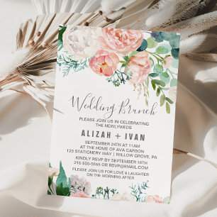 Romantische Peony-Blume Hochzeitsfeier Einladung