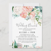 Romantische Peony-Blume Hochzeitsfeier Einladung (Vorderseite)