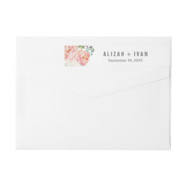 Romantische Peony-Blume Hochzeitsreise um Label