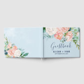 Romantische Peony-Blume | Light Blue Wedding Gästebuch (Voll)