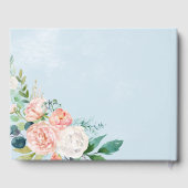 Romantische Peony-Blume | Light Blue Wedding Gästebuch (Rückseite)