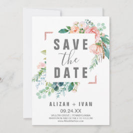 Romantische Peony-Blume Save the Date Karte
