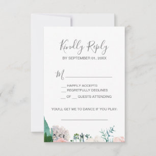 Romantische Peony Blume Song Request RSVP Card