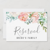 Romantische Peony-Blume vorbehalten Zeichen Einladung (Rückseite)