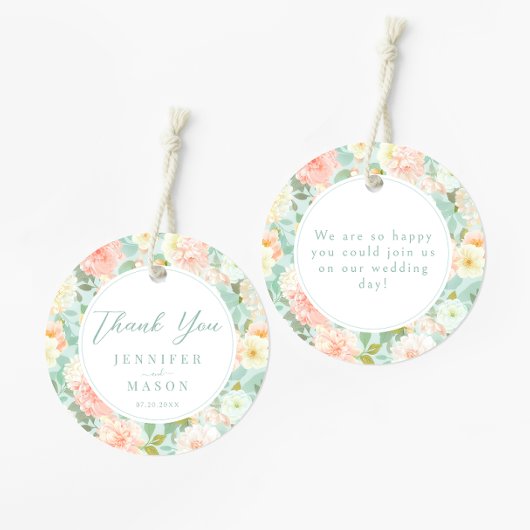 Romantische Peony Floral Wedding Danke Ihnen für T Geschenkanhänger