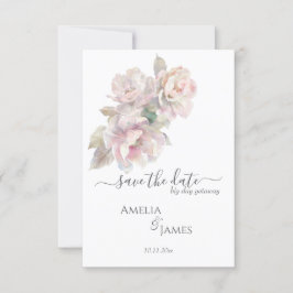 Romantische Peony Floral Wedding rettet das Datum Einladung