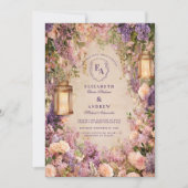 Romantische Peony Lantern Garden Wedding Einladung (Vorderseite)