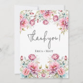 Romantische Peony Wedding Dankeschön Karte (Vorderseite)