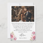 Romantische Peony Wedding Dankeschön Karte (Rückseite)