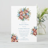 Romantische Peonys & Tulips Brunch & Bubbly Einladung (Stehend Vorderseite)