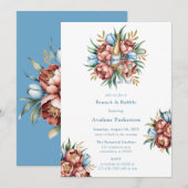 Romantische Peonys & Tulips Brunch & Bubbly Einladung (Vorne/Hinten)