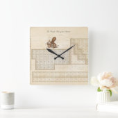 Romantische Periodische Tabelle der Elemente Quadratische Wanduhr (Zuhause)