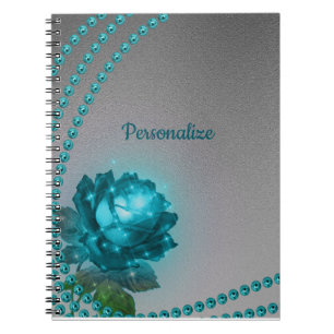 Romantische Perlen der blauen Rose Notizblock