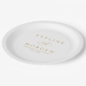 Romantische personalisierbare GoldWedding-Typograf Pappteller (Schrägansicht)