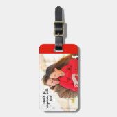 Romantische Personalisierte Foto Schwarze Rote Rei Gepäckanhänger (Vorderseite vertikal)