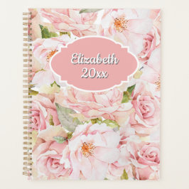Romantische personalisierte rosa Rose Planer