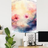 Romantische Petals - Blumenposter in Aquarellfarbe Poster (Heimbüro)