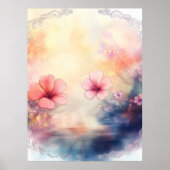 Romantische Petals - Blumenposter in Aquarellfarbe Poster (Vorne)