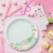 Romantische Pfefferminze, grün-weiße Blume Gold Pappteller (Party)