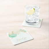 Romantische Pfefferminze, grün-weiße Blume Gold Rechteckiger Pappuntersetzer (Vor Ort)